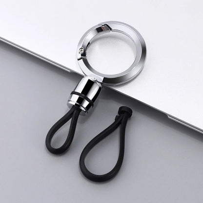 Minimalist Stainless Steel Keychain – Silver & Black EDC Key Ring with Detachable Short Loop