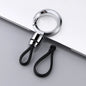 Minimalist Stainless Steel Keychain – Silver & Black EDC Key Ring with Detachable Short Loop