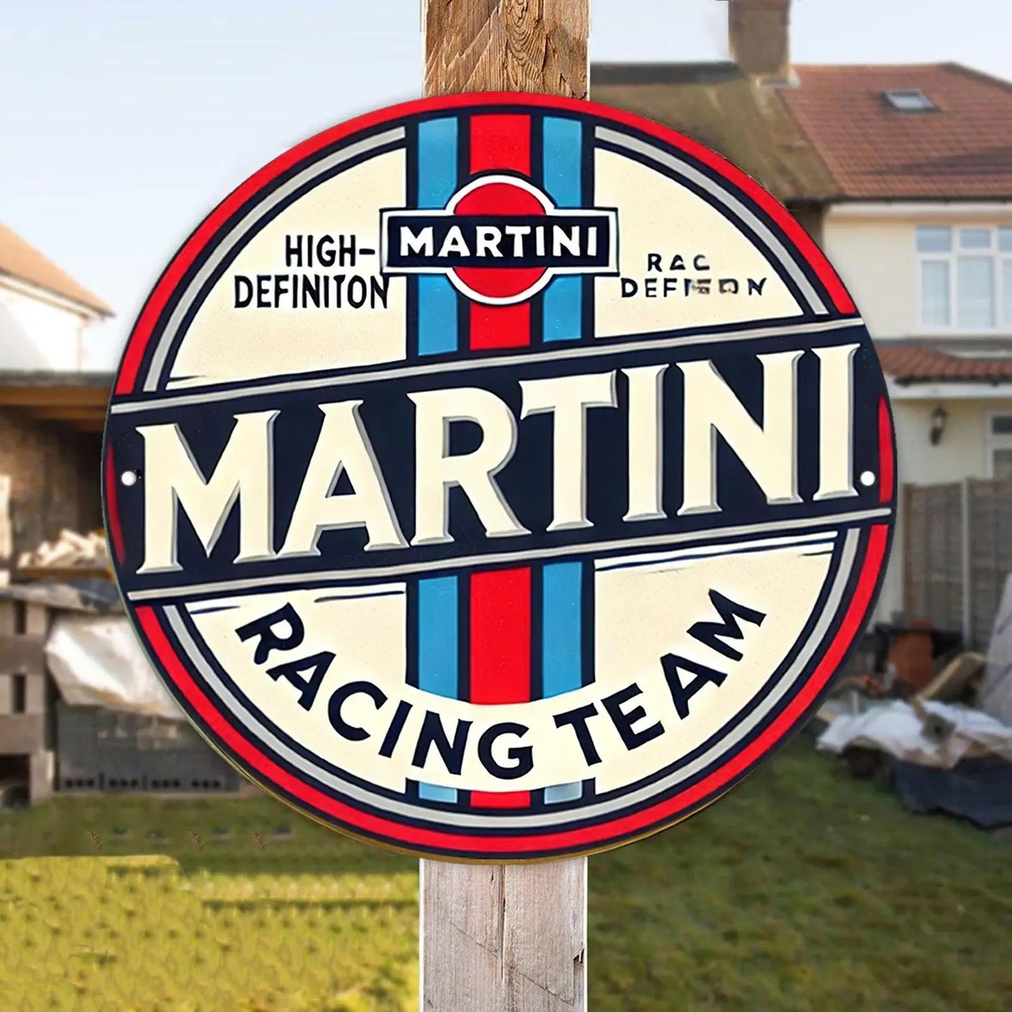 Martini Racing Team Vintage-Style Round Metal Sign | Metal Plate