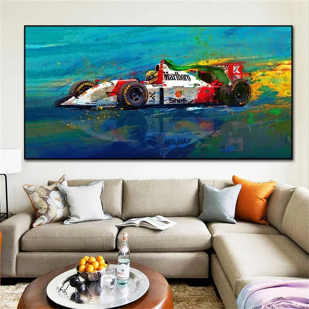 Ayrton Senna McLaren MP4/4 Large Canvas Wall Art – Cotton Canvas Poster