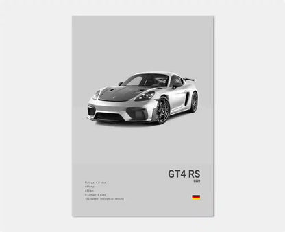 Porsche GT4 RS Cotton Canvas Poster (white)
