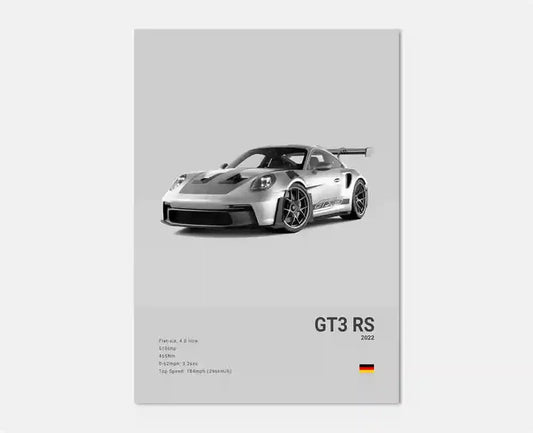 Porsche GT3 RS 992 Cotton Canvas Poster (white)