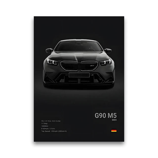 BMW G90 M5 Super Sedan Ultimate Performance Wall Art Cotton Canvas Poster