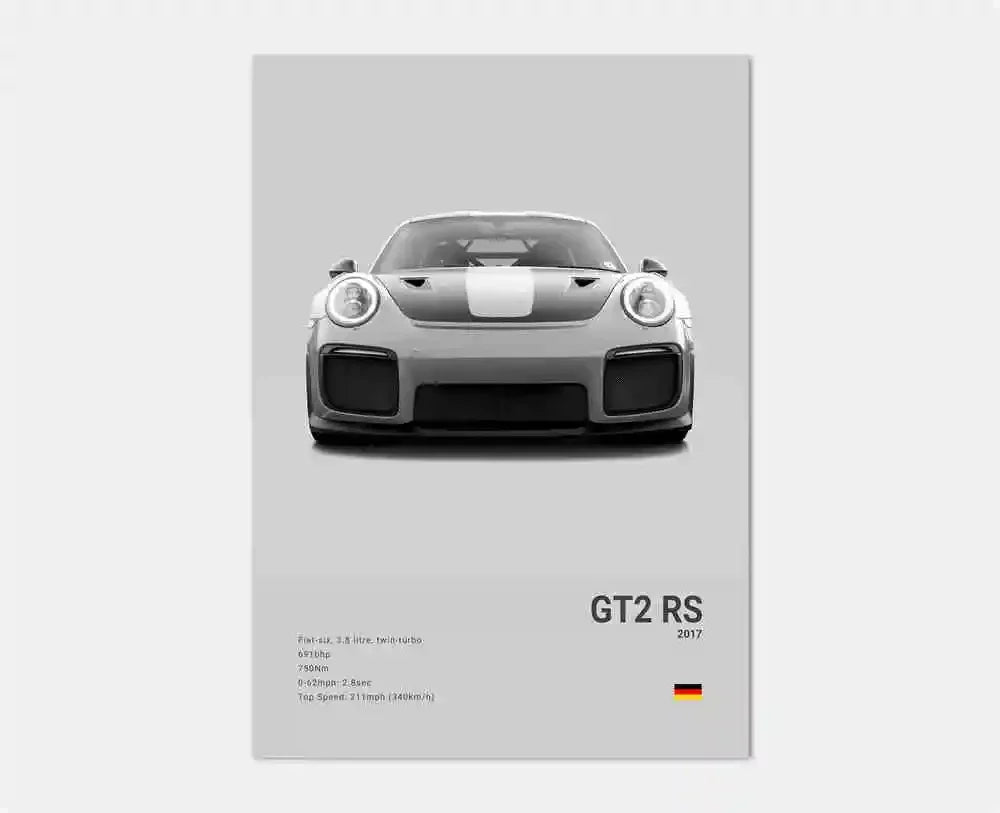 Porsche GT4 RS Cotton Canvas Poster (white)