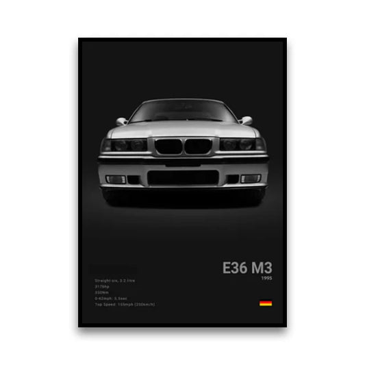 BMW E36 M3 Coupe Lightweight Legend Wall Art Cotton Canvas Poster