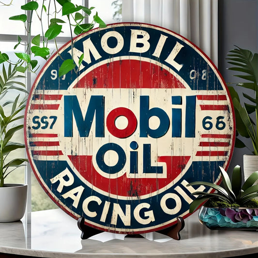 Vintage Mobil Oil Racing Tin Sign – Retro Mobil 1 Garage Wall Decor | Metal Plate