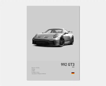 Porsche GT4 RS Cotton Canvas Poster (white)