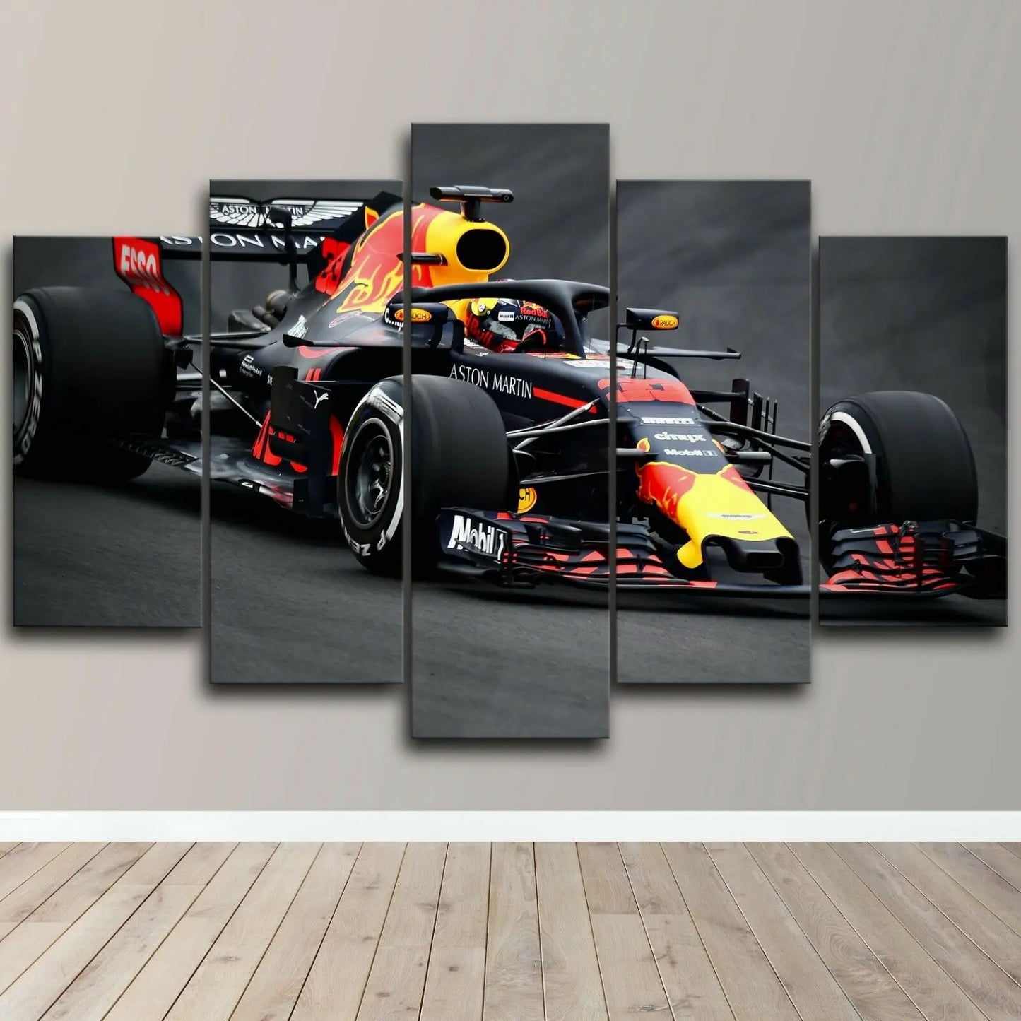 5-Panel F1 Red Bull Racing Car Wall Art Cotton Canvas Posters