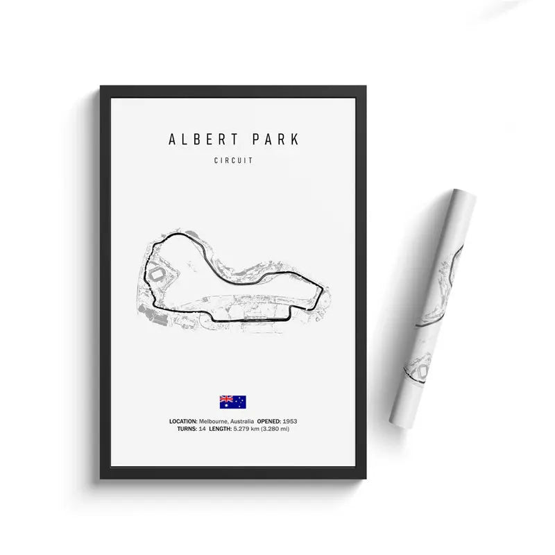 Albert Park - Iconic Racetrack Cotton Canvas Poster | Motorsport Wall Art