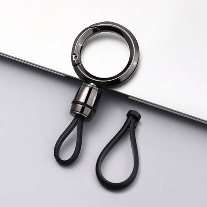 Minimalist Stainless Steel Keychain – Silver & Black EDC Key Ring with Detachable Short Loop
