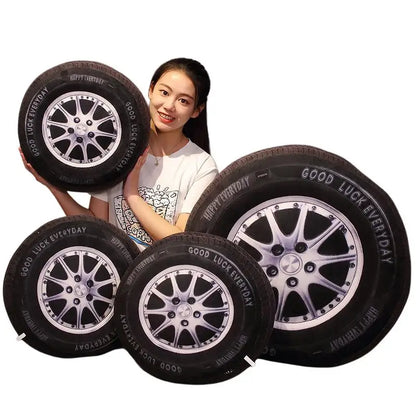 40/60cm Black Car Tyre Plush Pillow Stuffed Transportation Cushion Like Real Decoration Men Gift