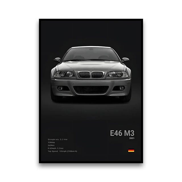 BMW E46 M3 Coupe Timeless Driver's Car Wall Art Cotton Canvas Poster