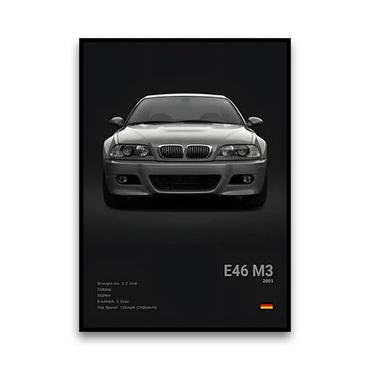 BMW E46 M3 Coupe Timeless Driver's Car Wall Art Cotton Canvas Poster