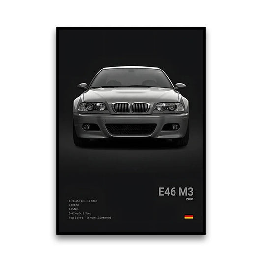 BMW E46 M3 Coupe Timeless Driver's Car Wall Art Cotton Canvas Poster