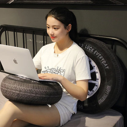 40/60cm Black Car Tyre Plush Pillow Stuffed Transportation Cushion Like Real Decoration Men Gift
