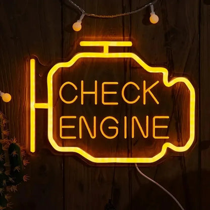 Check Engine Neon Sign LED Wall Light – Car Garage Decor | Motorsport Decor
