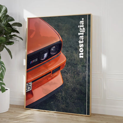 Fire Orange BMW M3 E30 Nostalgia Front Close-Up Cotton Canvas Poster