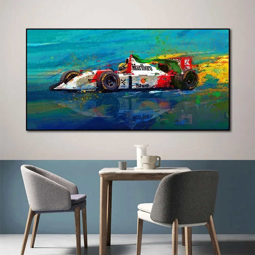 Ayrton Senna McLaren MP4/4 Large Canvas Wall Art – Cotton Canvas Poster
