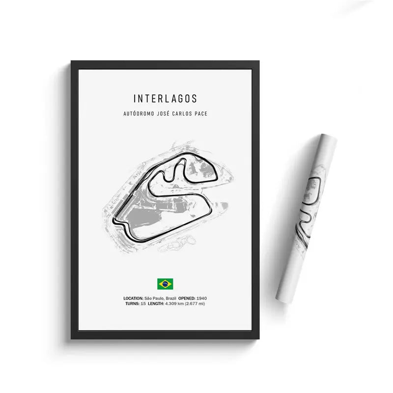 Interlagos - Iconic Racetrack Cotton Canvas Poster | Motorsport Wall Art