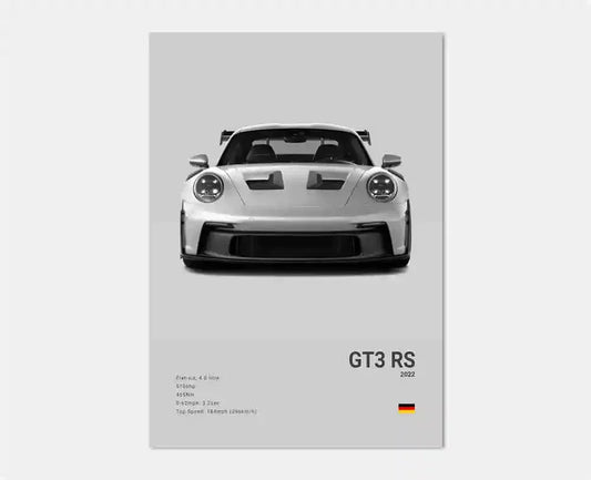 Porsche GT3 RS 992 Cotton Canvas Poster (white)