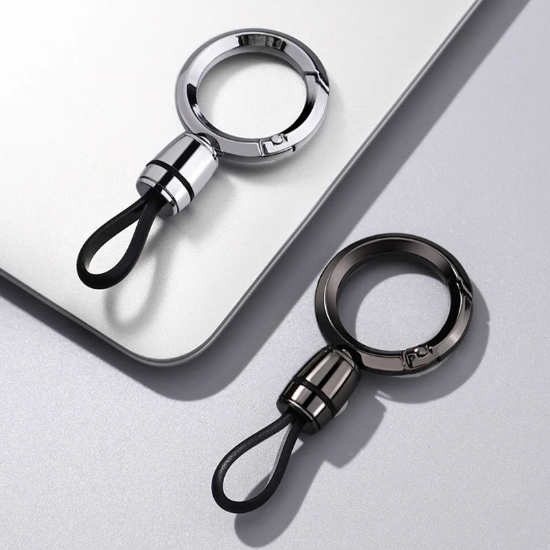 Minimalist Stainless Steel Keychain – Silver & Black EDC Key Ring with Detachable Short Loop