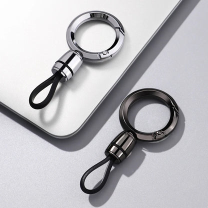 Minimalist Stainless Steel Keychain – Silver & Black EDC Key Ring with Detachable Short Loop