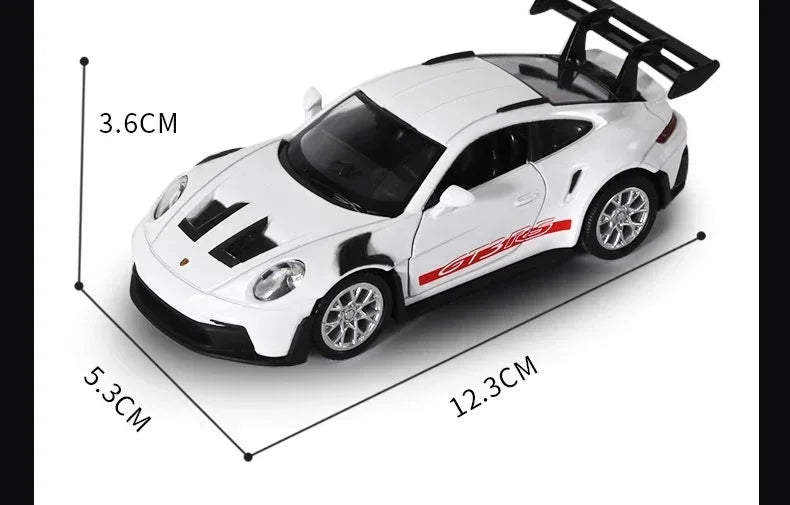 1:36 Scale Porsche 911 GT3 RS Diecast Model – White | Motorsport Decor