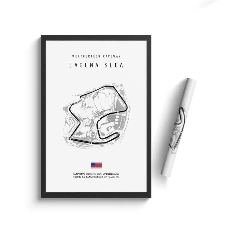 Laguna Seca - Iconic Racetrack Cotton Canvas Poster | Motorsport Wall Art