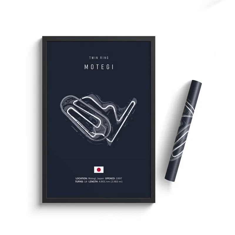 Motegi - Iconic Racetrack Cotton Canvas Poster | Motorsport Wall Art