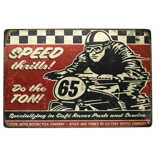 Vintage Speed Thrills Motorbike Racing | Metal Tin Plate