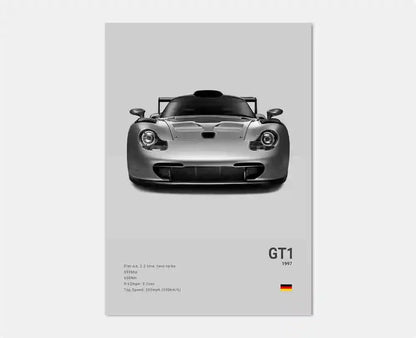Porsche GT1 Cotton Canvas Poster (white)