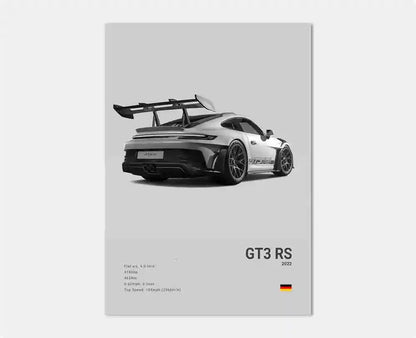 Porsche GT3 RS 992 Cotton Canvas Poster (rear)