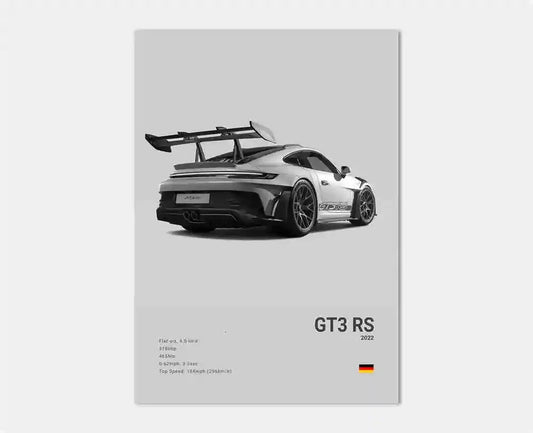 Porsche GT3 RS 992 Cotton Canvas Poster (rear)