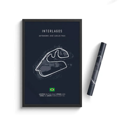Interlagos - Iconic Racetrack Cotton Canvas Poster | Motorsport Wall Art