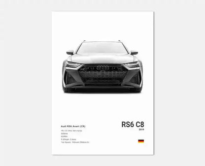 Audi RS6 C8 Avant Performance Wagon Wall Art Cotton Canvas Poster (White)