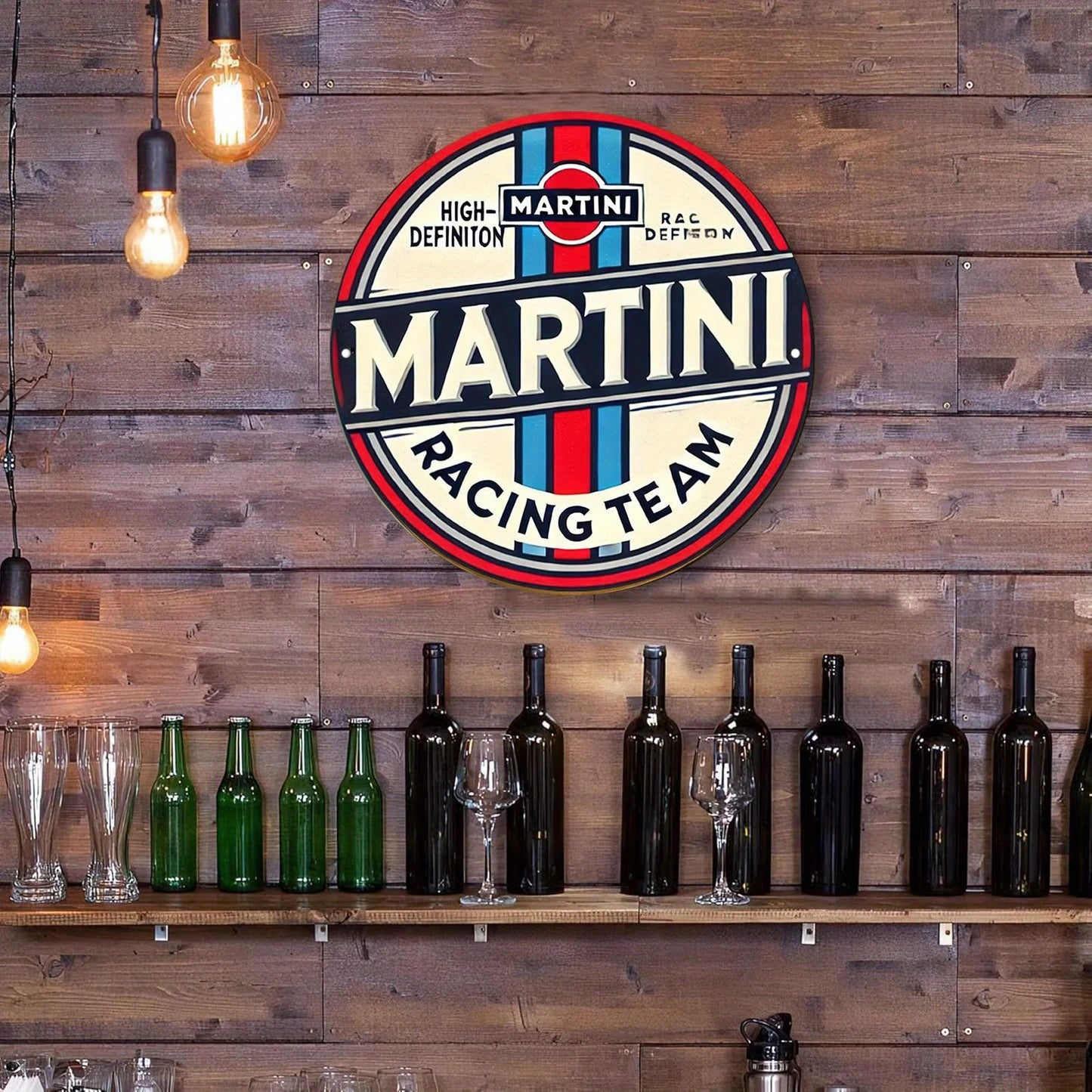 Martini Racing Team Vintage-Style Round Metal Sign | Metal Plate