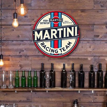 Martini Racing Team Vintage-Style Round Metal Sign | Metal Plate