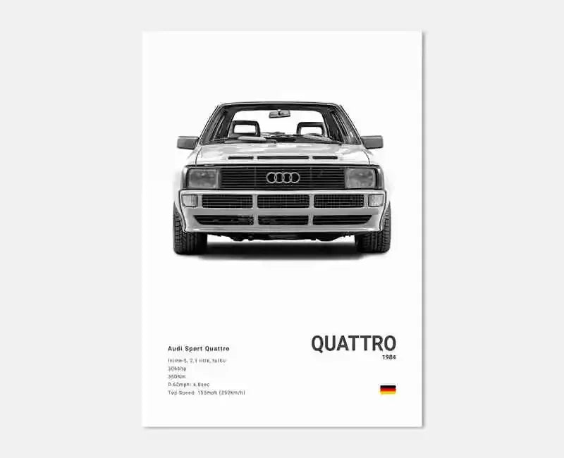 Audi Quattro 1984 Rally Legend Wall Art Cotton Canvas Poster (White)