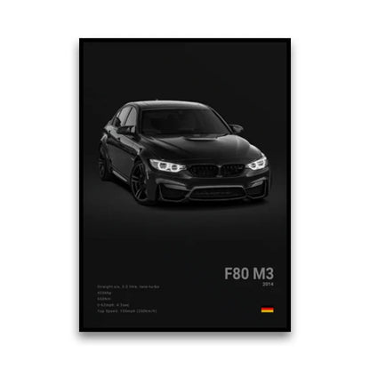 BMW F80 M3 Sedan Turbocharged Era Wall Art Cotton Canvas Poster