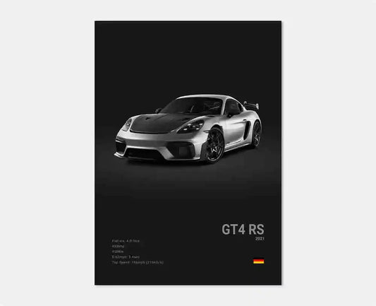 Porsche GT4 RS 992 Cotton Canvas Poster (black)