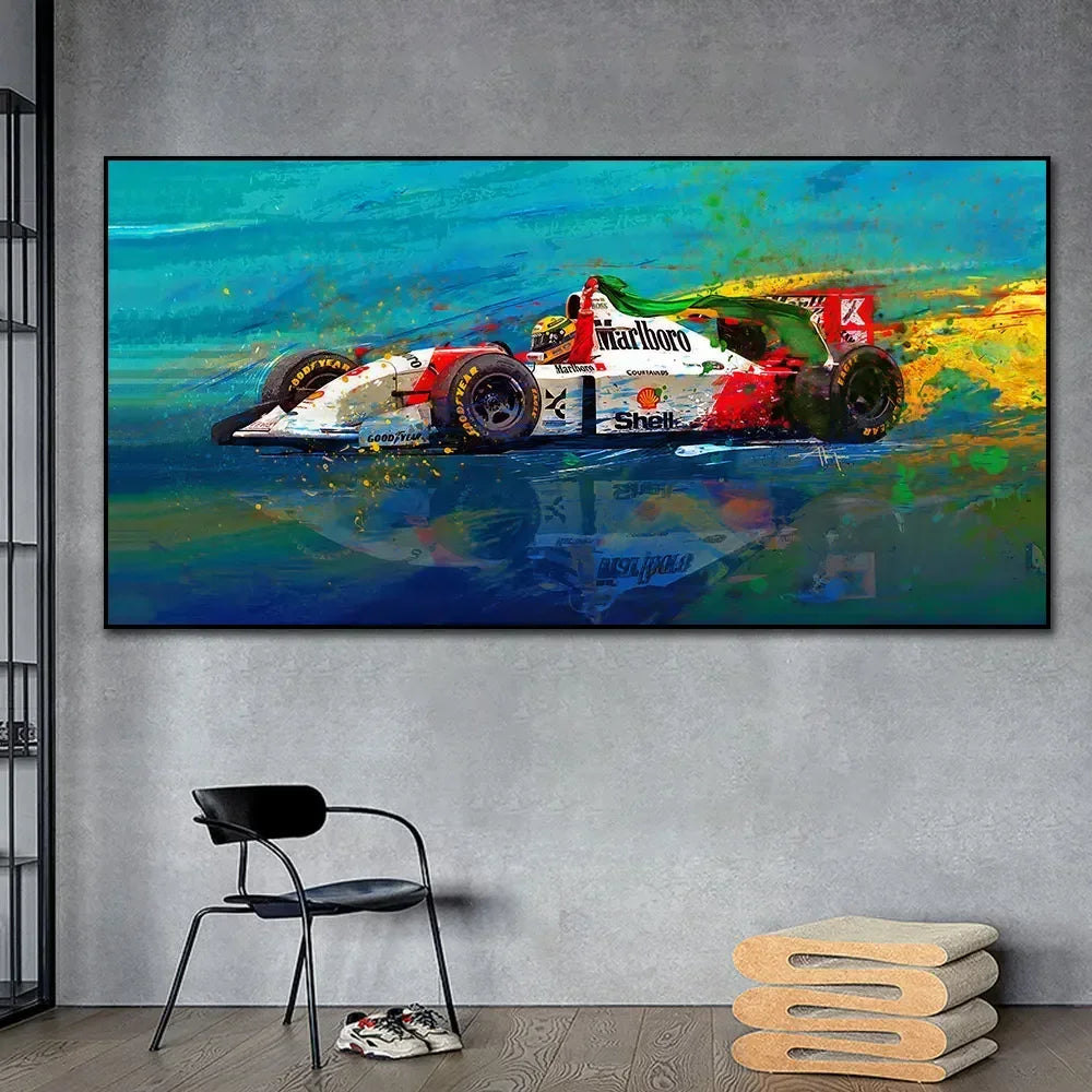 Ayrton Senna McLaren MP4/4 Large Canvas Wall Art – Cotton Canvas Poster