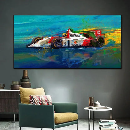 Ayrton Senna McLaren MP4/4 Large Canvas Wall Art – Cotton Canvas Poster