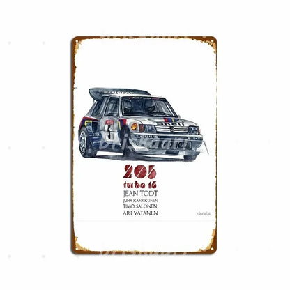 Vintage Peugeot 205 T16 Rally Racing | Metal Tin Plate