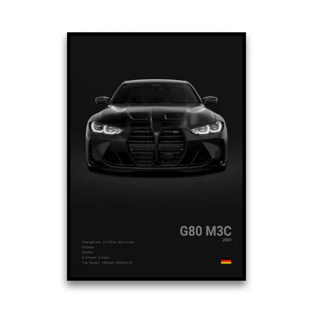 BMW G80 M3 Competition Sedan Powerhouse Wall Art Cotton Canvas Poster