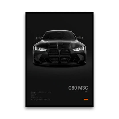 BMW G80 M3 Competition Sedan Powerhouse Wall Art Cotton Canvas Poster
