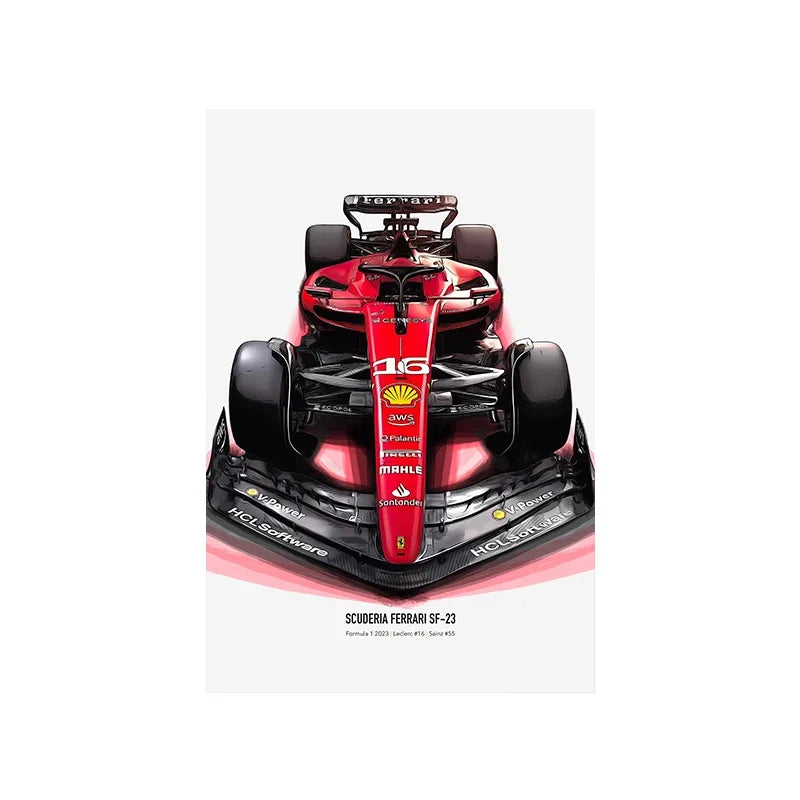 Scuderia Ferrari SF-23 High angle – Charles Leclerc #16 Cotton Canvas Poster