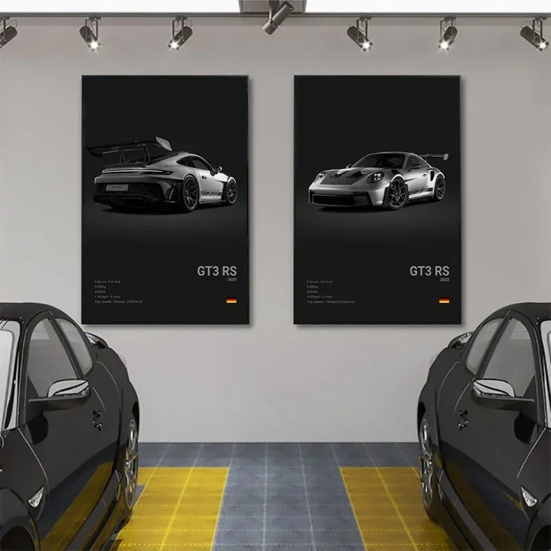 Porsche GT3 RS 992 Cotton Canvas Poster (white)