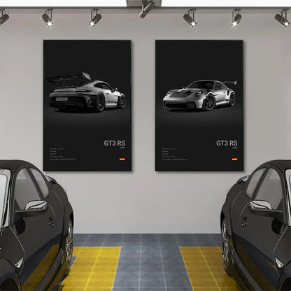 Porsche GT3 RS 992 Cotton Canvas Poster (white)