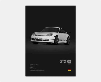 Porsche GT3 RS 996 Cotton Canvas Poster (black)