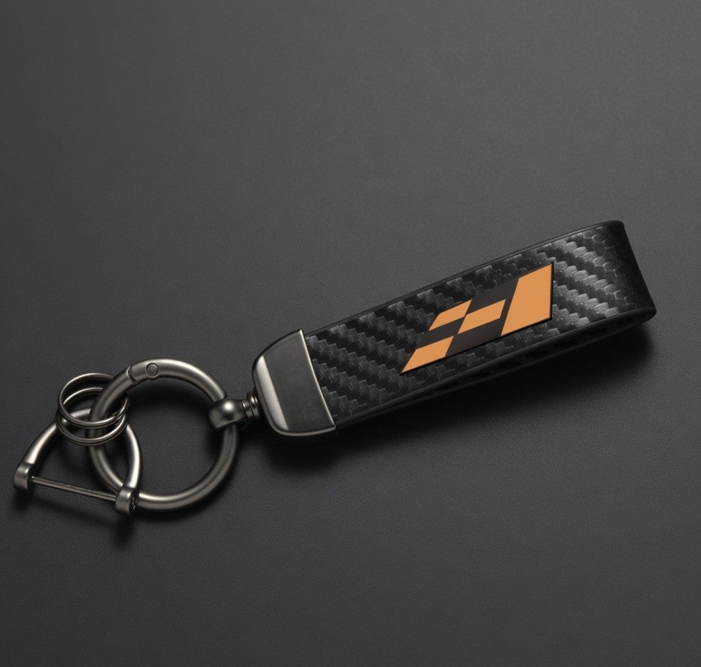 Carbon Fiber Racing Keychain Set – F1 Style Leather & Carbon Fiber Key Rings